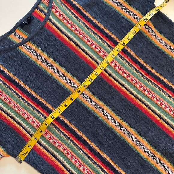 Chaps Western Sweater Womens Size 2X Aztec Striped 3/4 Sleeve Linen Cotton - Picture 6 of 7